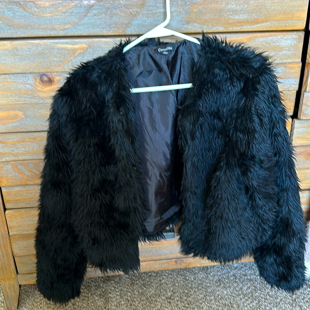 Camellia Fur Jacket Black